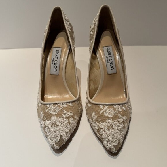 Jimmy Choo Shoes - JIMMY CHOO Ivory Floral Ivory Lace Pumps